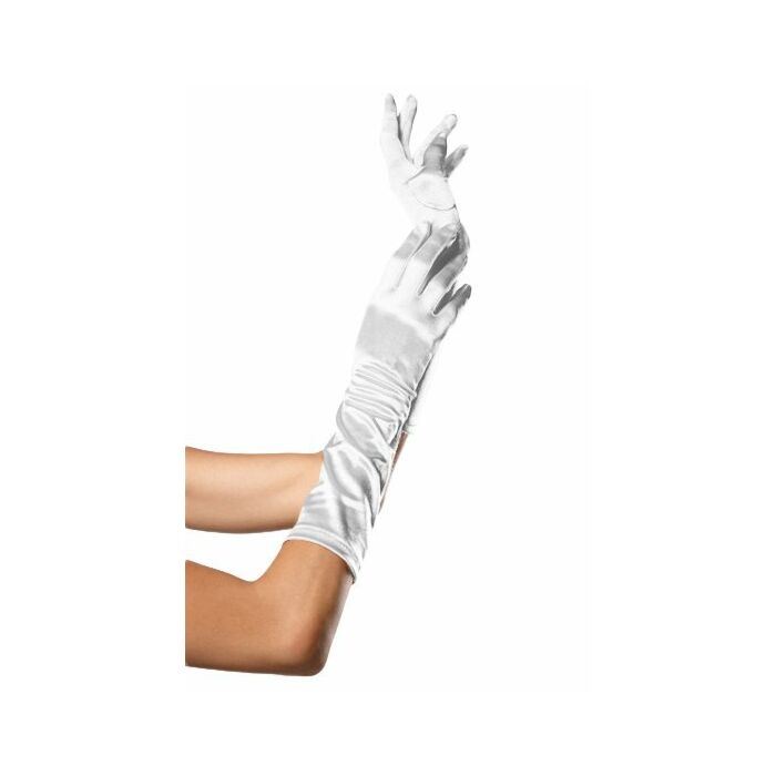 Leg Avenue weißen Satin-Handschuhe