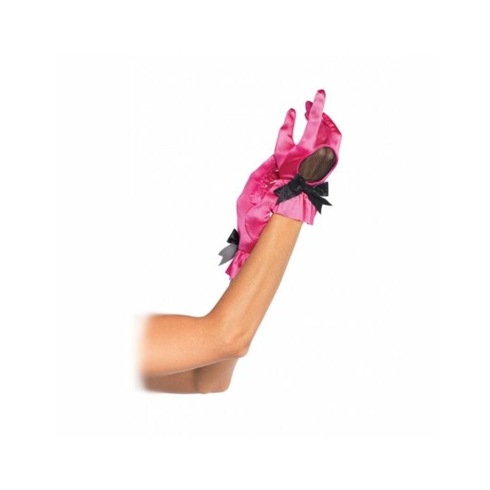 Leg Avenue rosa Satin-Handschuhe mit Öffnung und Schlaufe Netzwerk